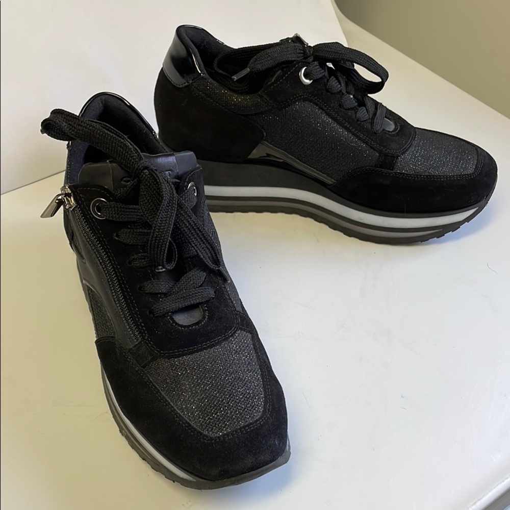 Comart Made in Italy Black Suede Chunky Sneakers Size IT 41/US 9.5
